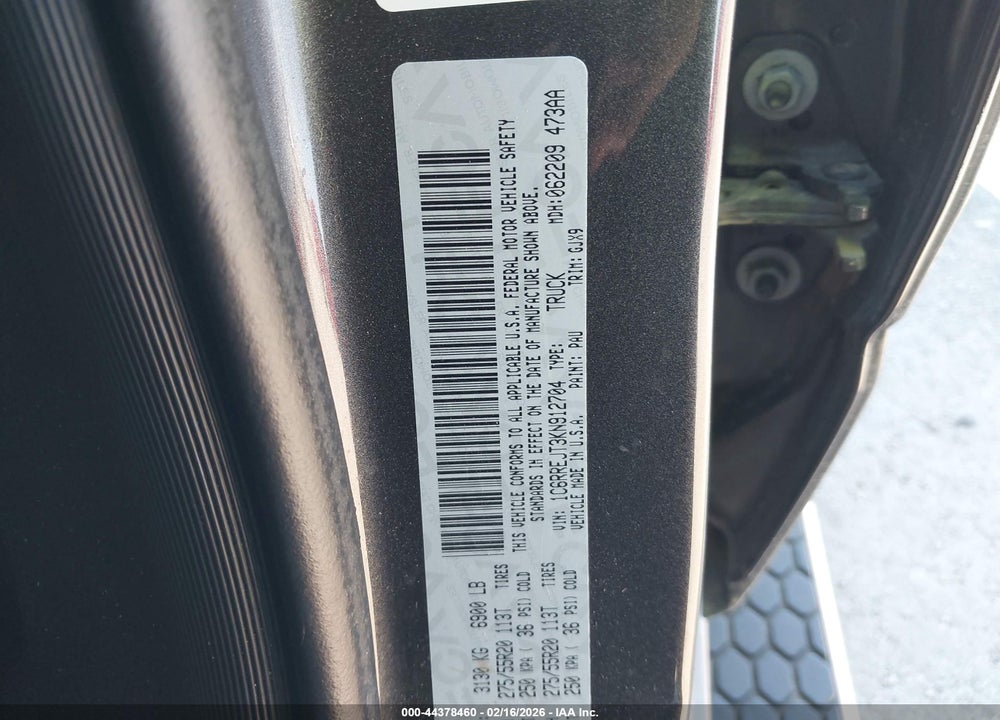 2019 RAM 1500 LAIE  4X2 5'7 BOX VIN: 1C6RREJT3KN912704