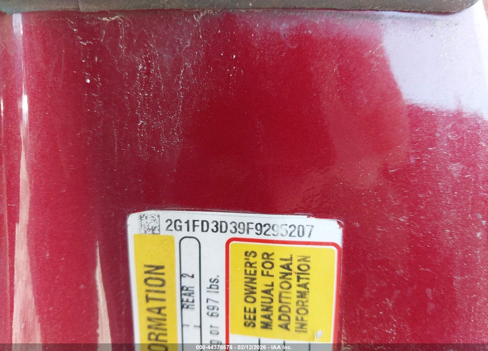 2015 CHEVROLET CAMARO 1LT VIN: 2G1FD3D39F9295207