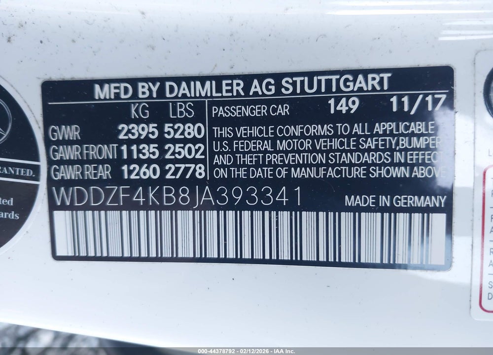 2018 MERCEDES-BENZ E 300 4MATIC VIN: WDDZF4KB8JA393341