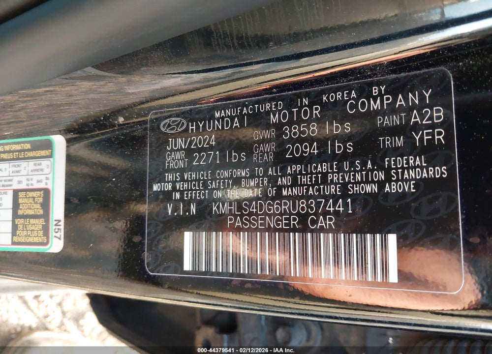2024 HYUNDAI ELANTRA SEL VIN: KMHLS4DG6RU837441