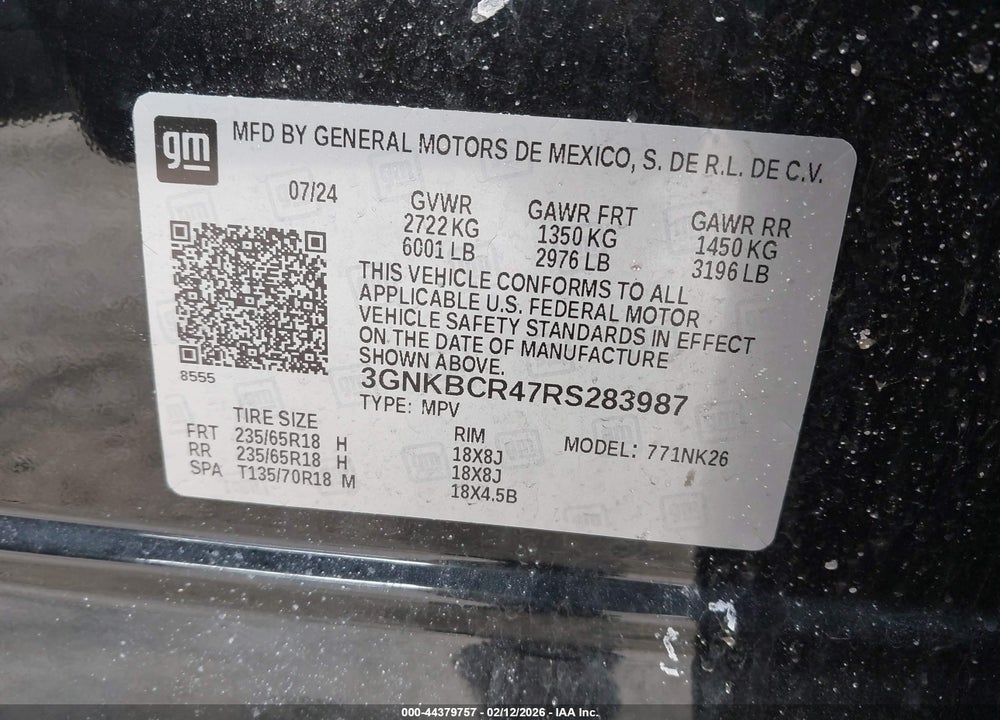2024 CHEVROLET BLAZER FWD 2LT VIN: 3GNKBCR47RS283987