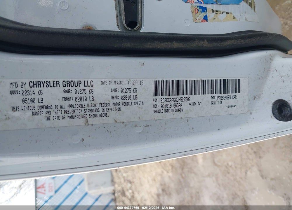 2013 CHRYSLER 300 MOTOWN VIN: 2C3CCAAGXDH527507