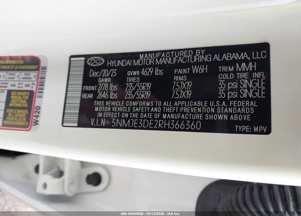 2024 HYUNDAI TUCSON LIMITED VIN: 5NMJE3DE2RH366360