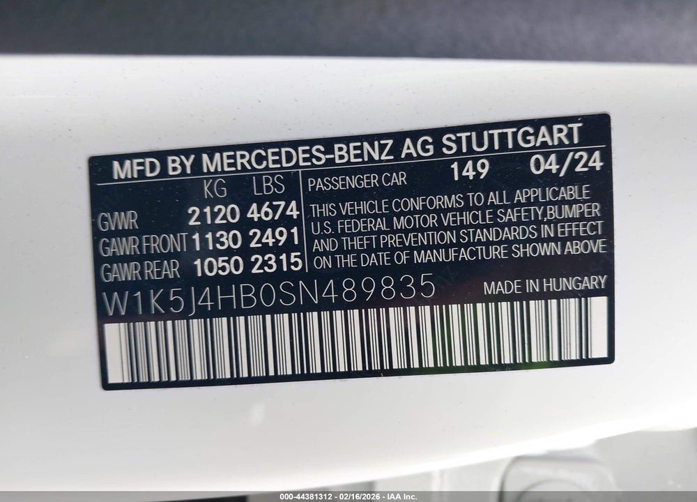 2025 MERCEDES-BENZ CLA 250 COUPE 4MATIC VIN: W1K5J4HB0SN489835