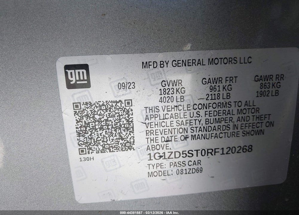 2024 CHEVROLET MALIBU FWD 1LT VIN: 1G1ZD5ST0RF120268