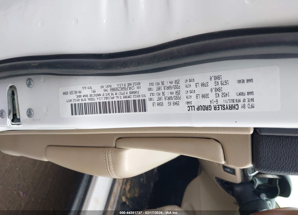 2014 JEEP GRAND CHEROKEE LIMITED VIN: 1C4RJFBG0EC569860