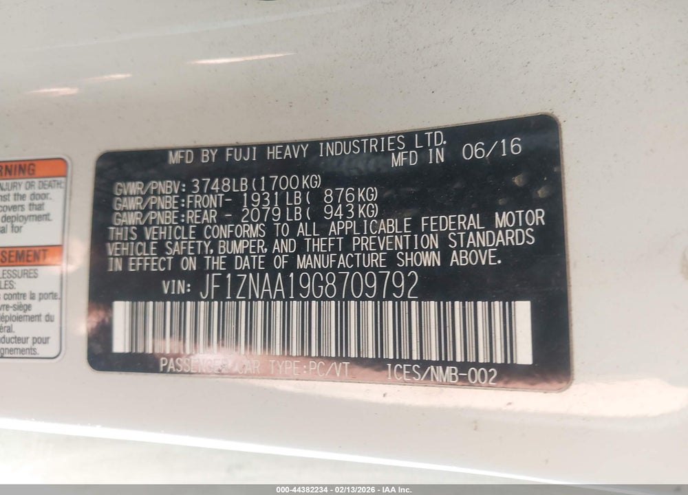 2016 SCION FR-S VIN: JF1ZNAA19G8709792