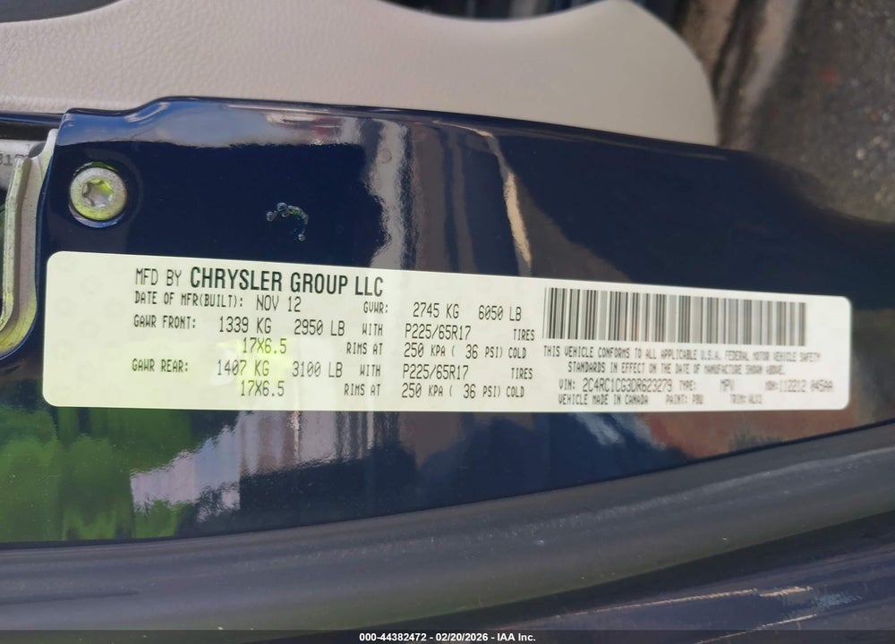2013 CHRYSLER TOWN & COUNTRY TOURING-L VIN: 2C4RC1CG3DR623279