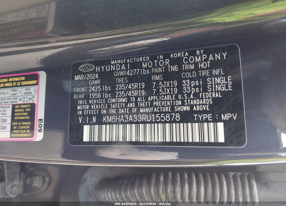 2024 HYUNDAI KONA N LINE VIN: KM8HA3A33RU155878