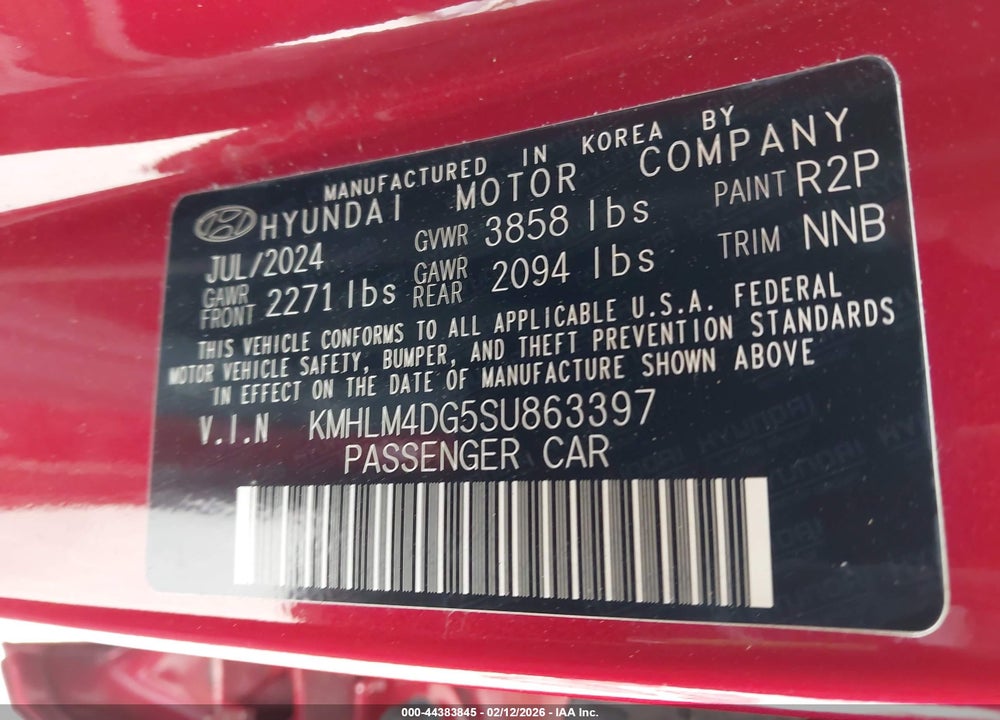 2025 HYUNDAI ELANTRA SEL SPORT VIN: KMHLM4DG5SU863397