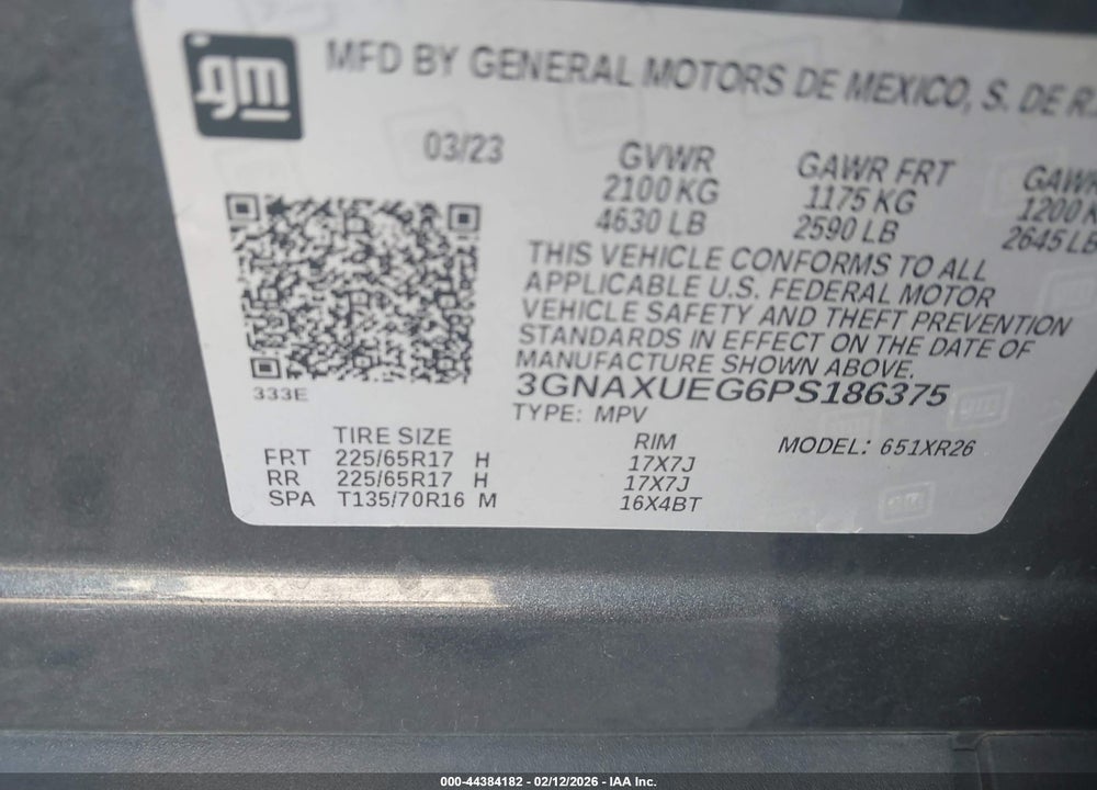 2023 CHEVROLET EQUINOX AWD LT VIN: 3GNAXUEG6PS186375