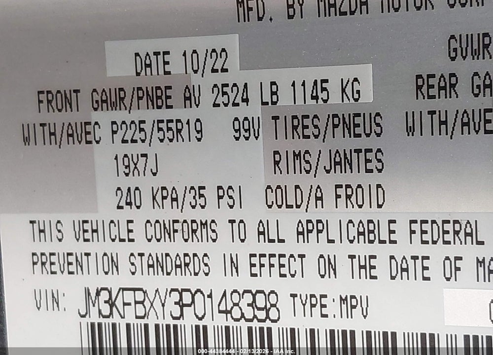 2023 MAZDA CX-5 2.5 TURBO SIGNATURE VIN: JM3KFBXY3P0148398