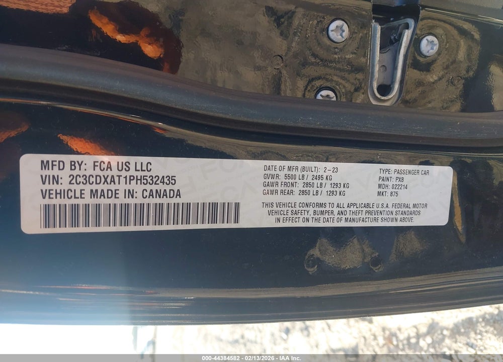 2023 DODGE CHARGER POLICE RWD VIN: 2C3CDXAT1PH532435