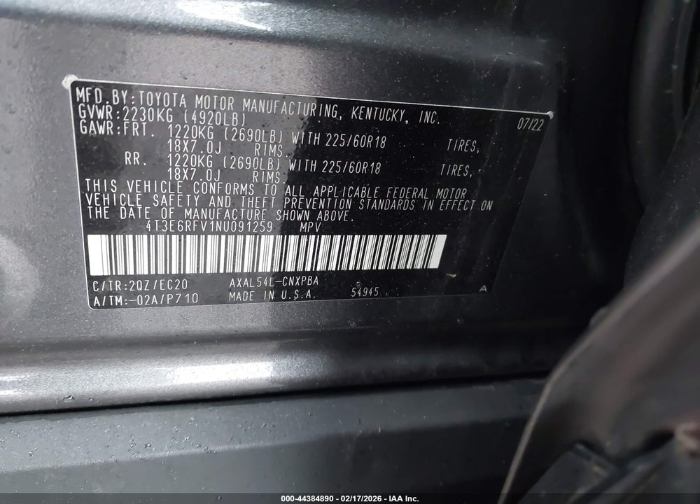 2022 TOYOTA RAV4 HYBRID XSE VIN: 4T3E6RFV1NU091259