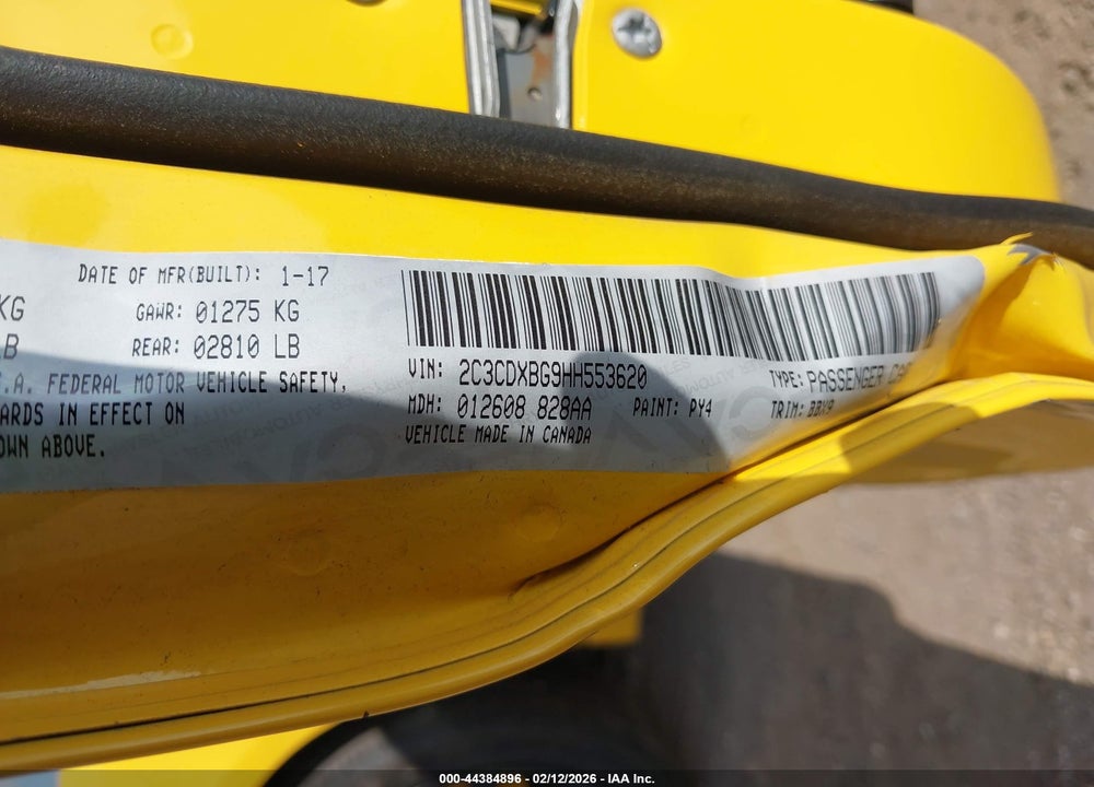 2017 DODGE CHARGER SE RWD VIN: 2C3CDXBG9HH553620