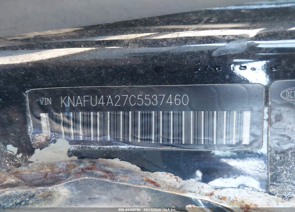 2012 KIA FORTE EX VIN: KNAFU4A27C5537460