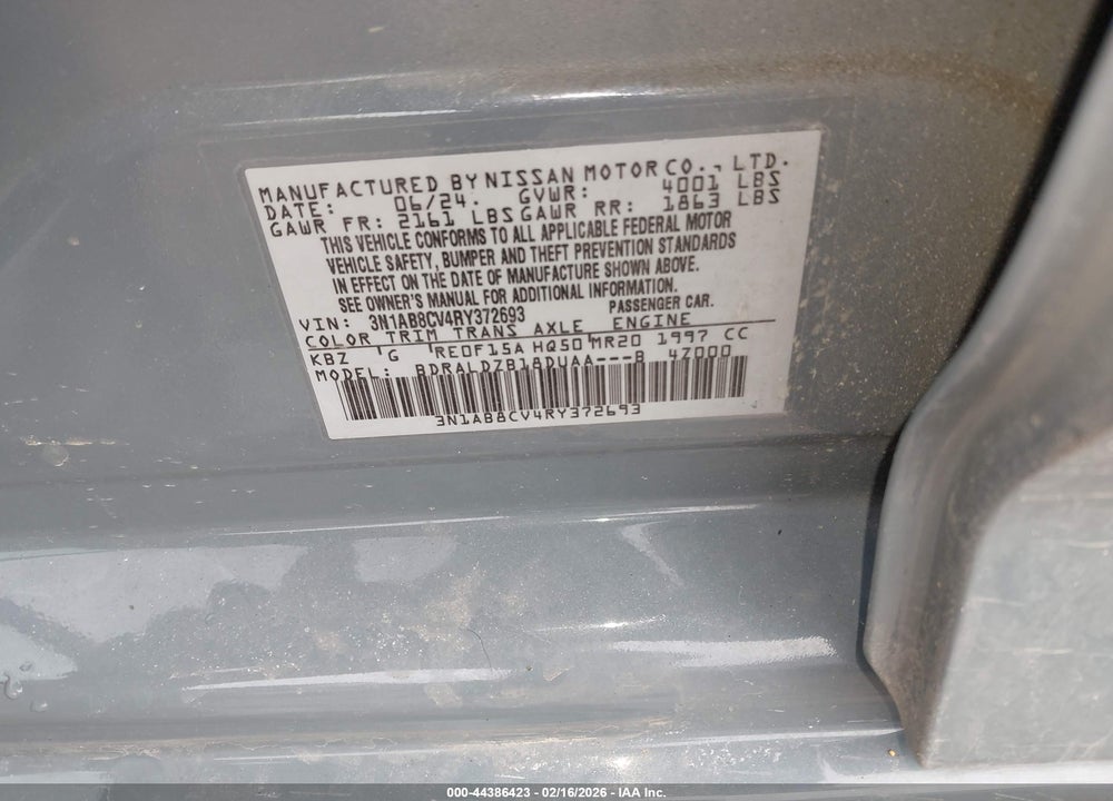 2024 NISSAN SENTRA SV XTRONIC CVT VIN: 3N1AB8CV4RY372693