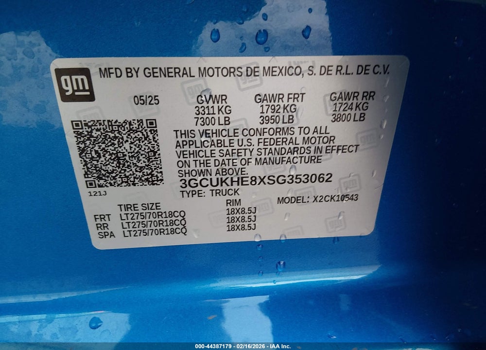 2025 CHEVROLET SILVERADO 1500 4WD  SHORT BED ZR2 VIN: 3GCUKHE8XSG353062