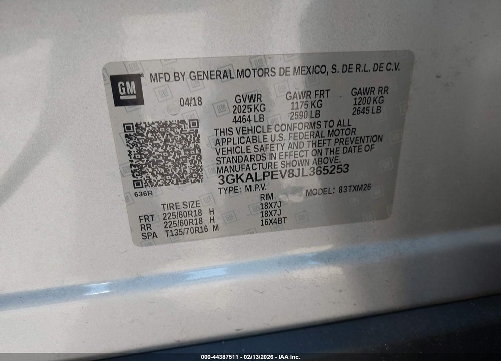 2018 GMC TERRAIN SLT VIN: 3GKALPEV8JL365253