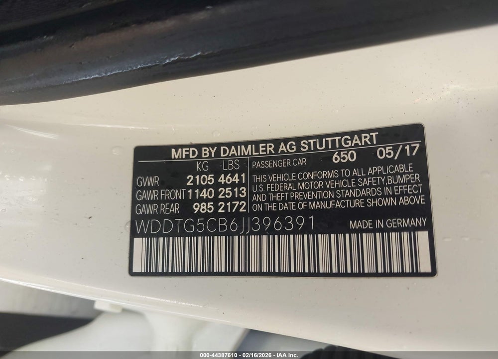 2018 MERCEDES-BENZ AMG GLA 45 4MATIC VIN: WDDTG5CB6JJ396391