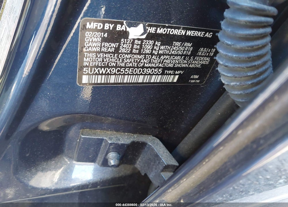 2014 BMW X3 XDRIVE28I VIN: 5UXWX9C55E0D39055