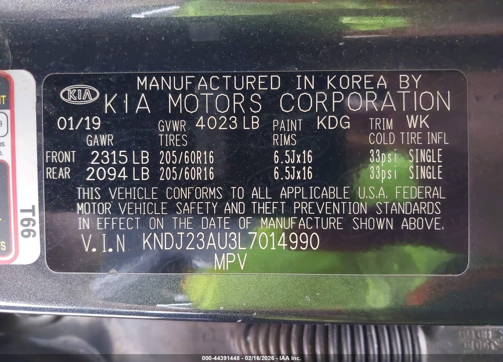 2020 KIA SOUL S VIN: KNDJ23AU3L7014990