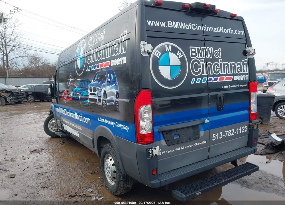 2017 RAM PROMASTER 2500 HIGH ROOF 159 WB VIN: 3C6TRVDGXHE538397