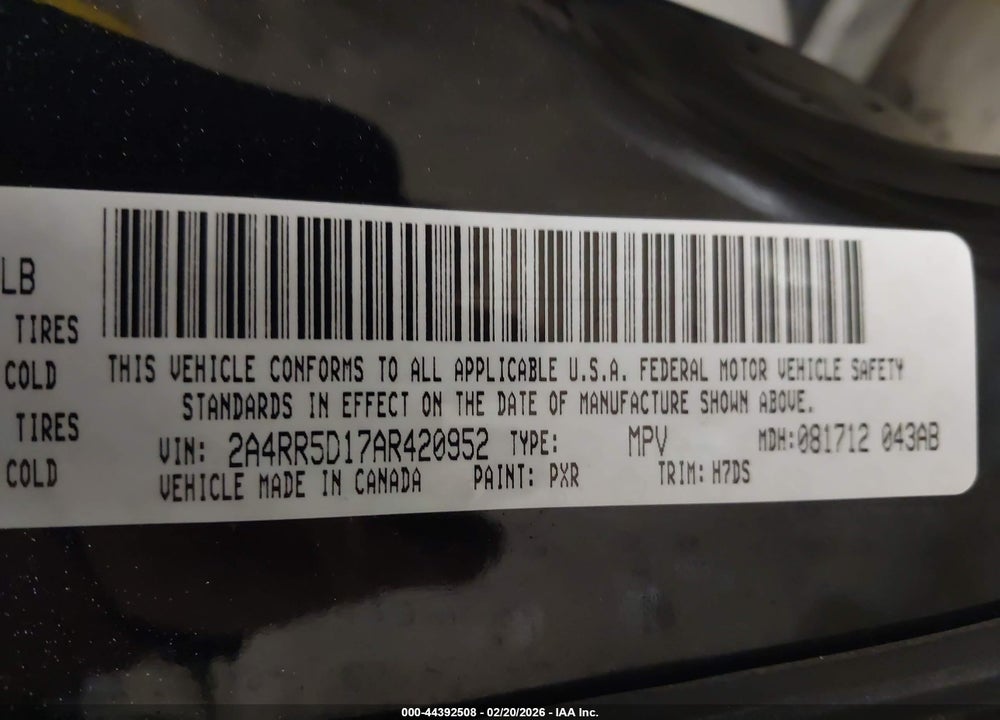 2010 CHRYSLER TOWN & COUNTRY TOURING VIN: 2A4RR5D17AR420952
