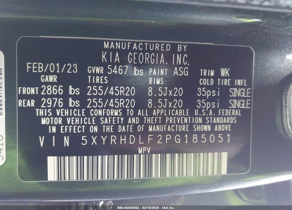 2023 KIA SORENTO X-LINE EX VIN: 5XYRHDLF2PG185051