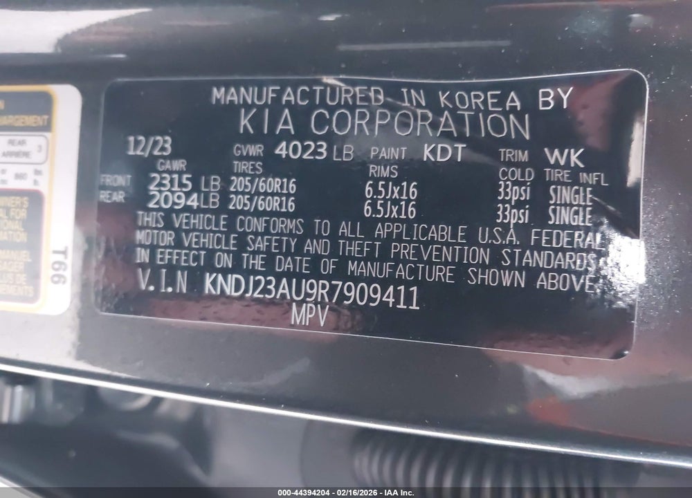 2024 KIA SOUL LX VIN: KNDJ23AU9R7909411