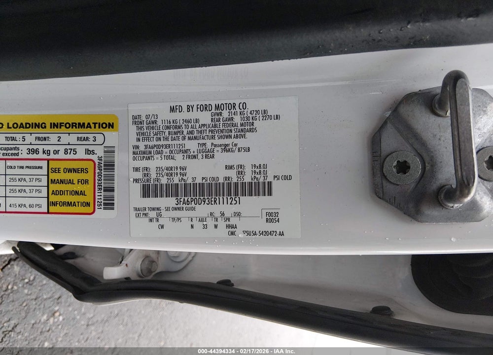 2014 FORD FUSION TITANIUM VIN: 3FA6P0D93ER111251