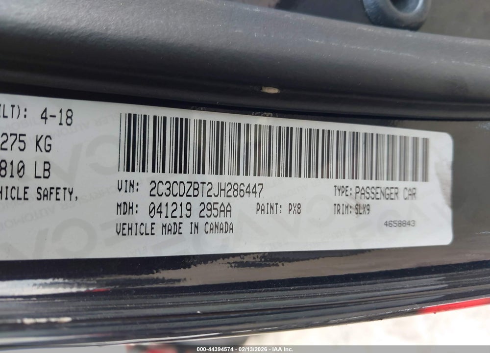 2018 DODGE CHALLENGER R/T PLUS SHAKER VIN: 2C3CDZBT2JH286447