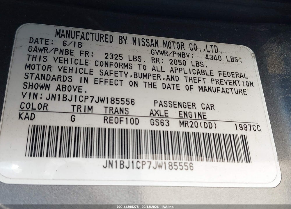 2018 NISSAN ROGUE SPORT S VIN: JN1BJ1CP7JW185556
