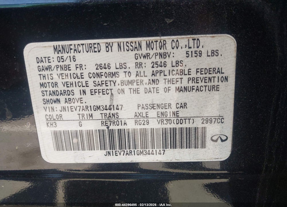 2016 INFINITI Q50 3.0T PREMIUM VIN: JN1EV7AR1GM344147