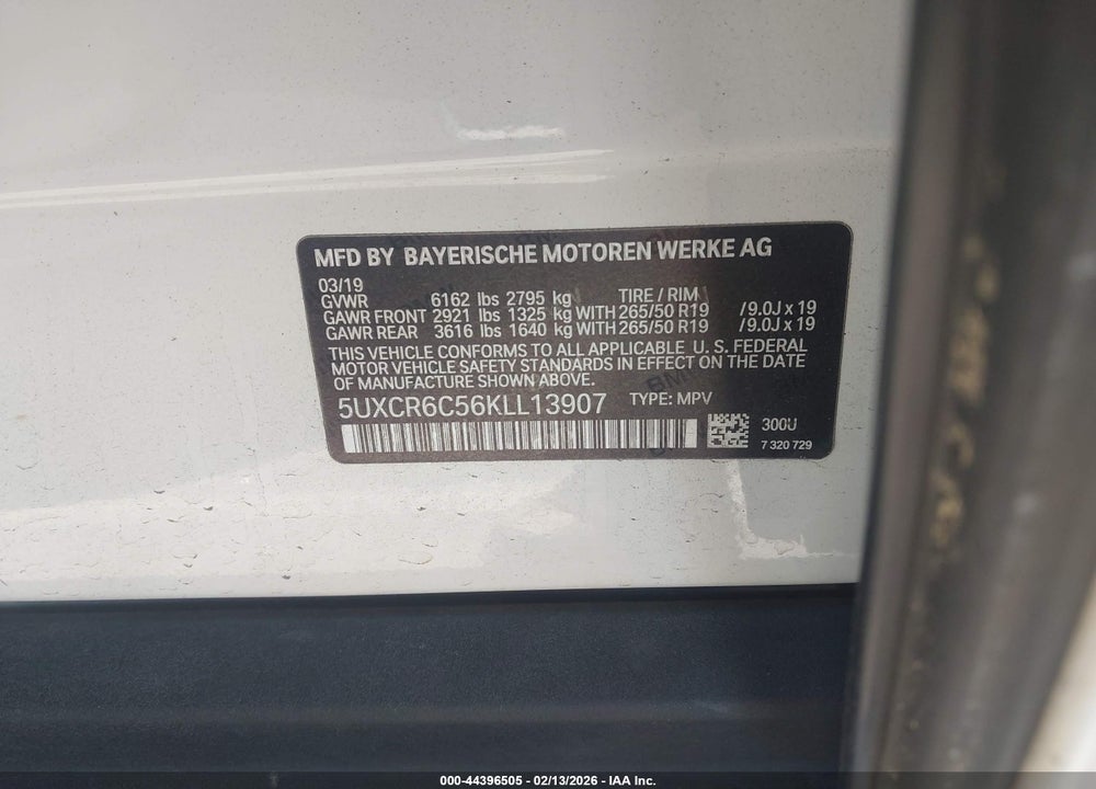 2019 BMW X5 VIN: 5UXCR6C56KLL13907