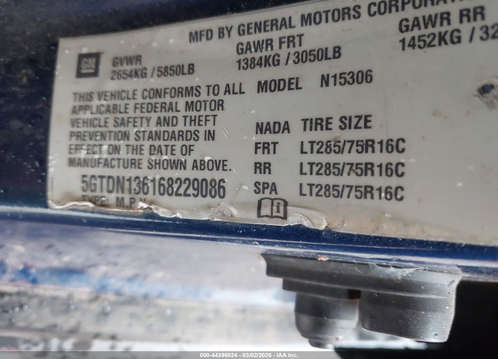 2006 HUMMER H3 SUV VIN: 5GTDN136168229086