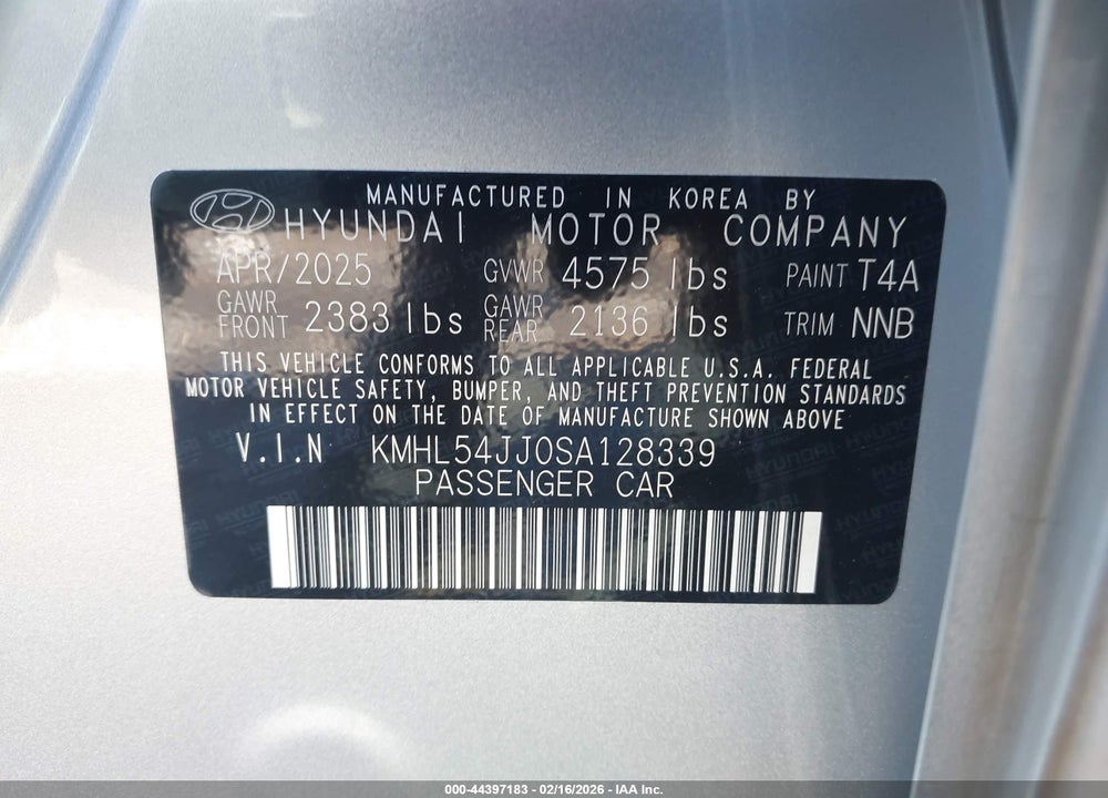 2025 HYUNDAI SONATA HYBRID LIMITED VIN: KMHL54JJ0SA128339