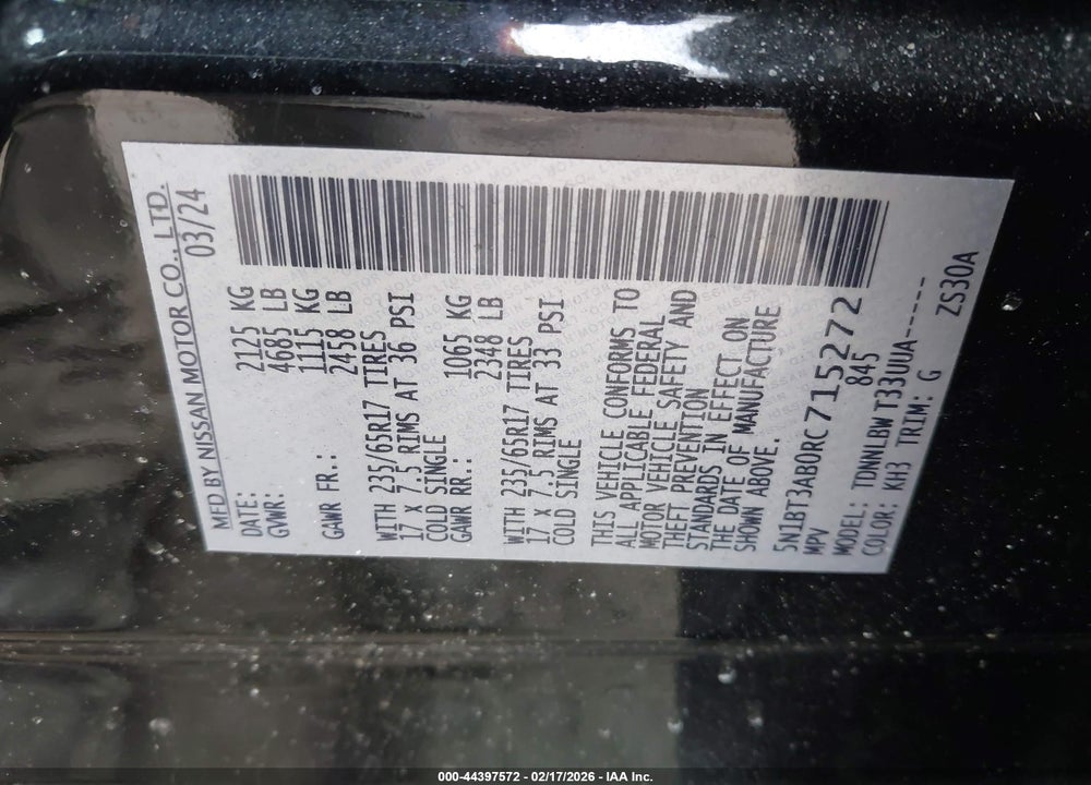 2024 NISSAN ROGUE S INTELLIGENT AWD VIN: 5N1BT3AB0RC715272