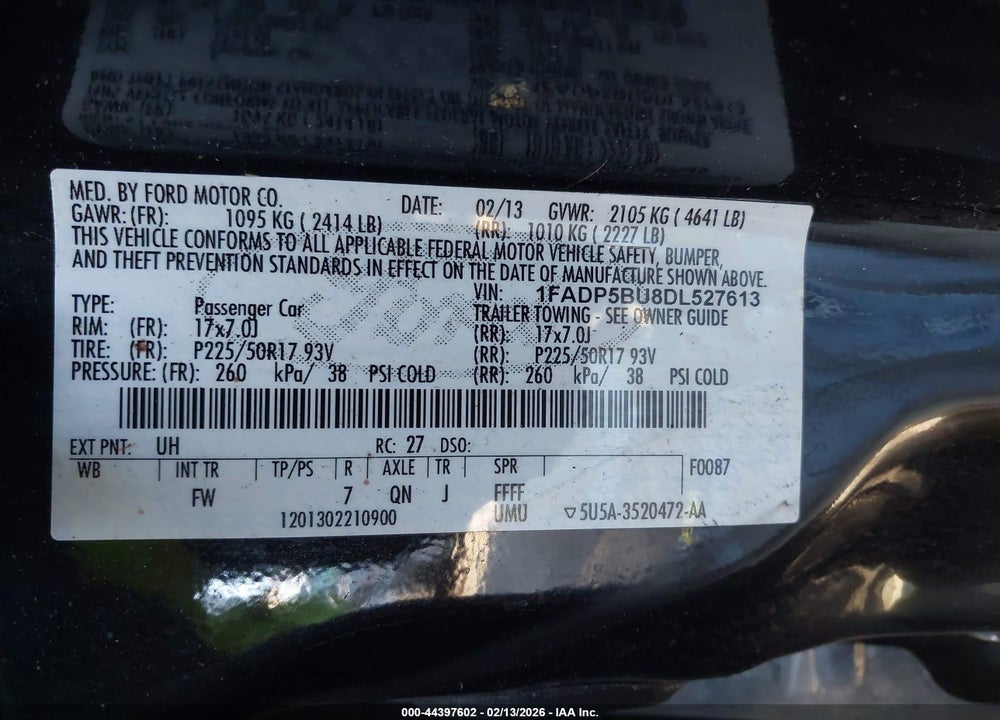 2013 FORD C-MAX HYBRID SEL VIN: 1FADP5BU8DL527613