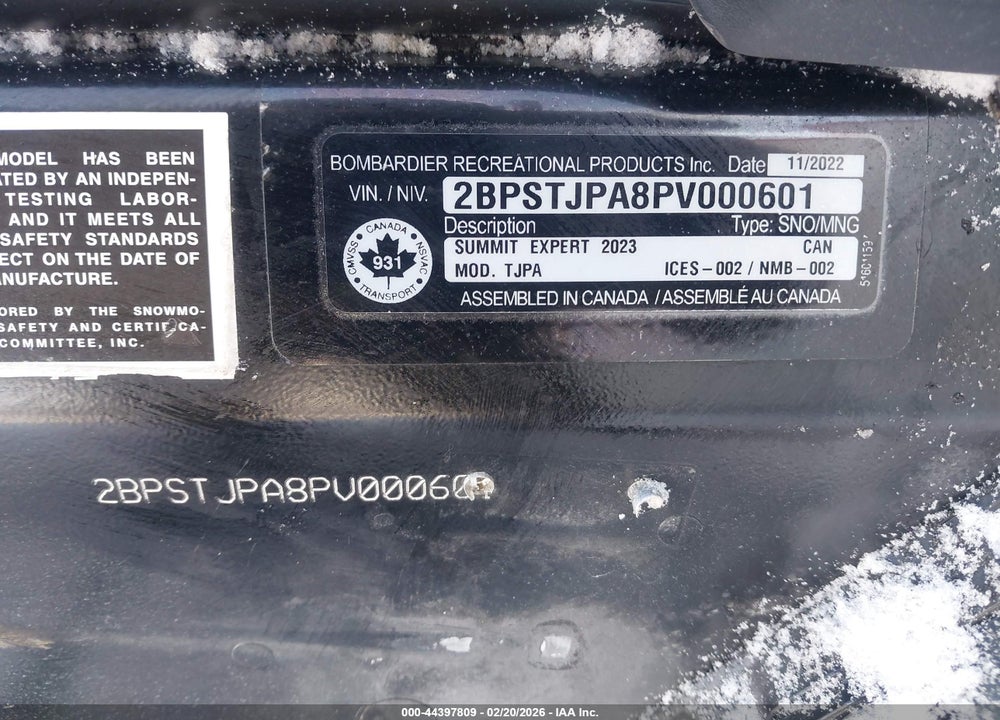 2023 SKI DOO OTHER VIN: 2BPSTJPA8PV000601