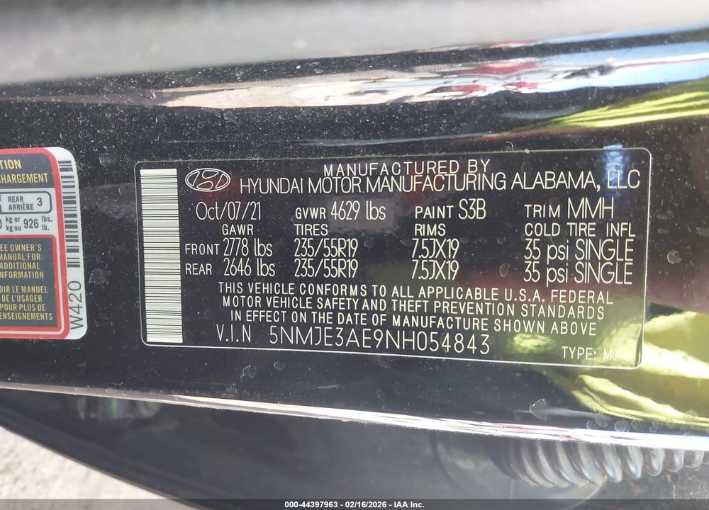 2022 HYUNDAI TUCSON LIMITED VIN: 5NMJE3AE9NH054843
