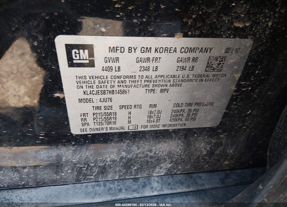 2017 BUICK ENCORE PREFERRED VIN: KL4CJESB7HB145861