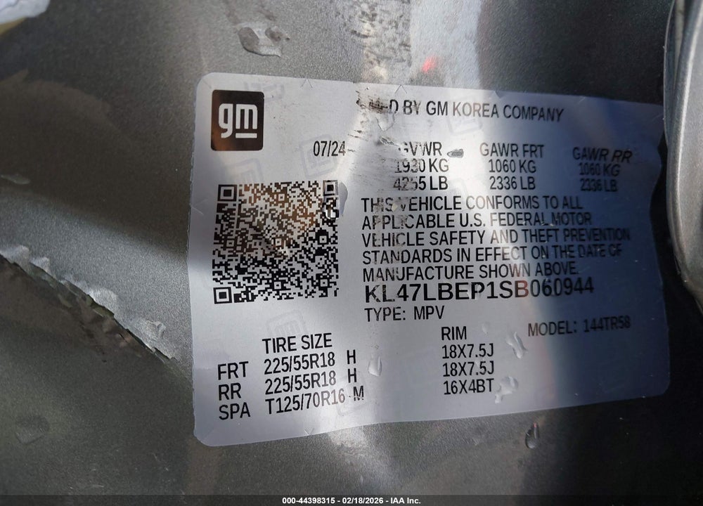 2025 BUICK ENVISTA SPORT TOURING FWD VIN: KL47LBEP1SB060944