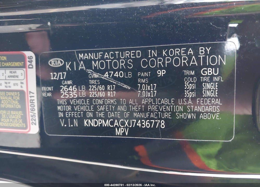 2018 KIA SPORTAGE LX VIN: KNDPMCACXJ7436778