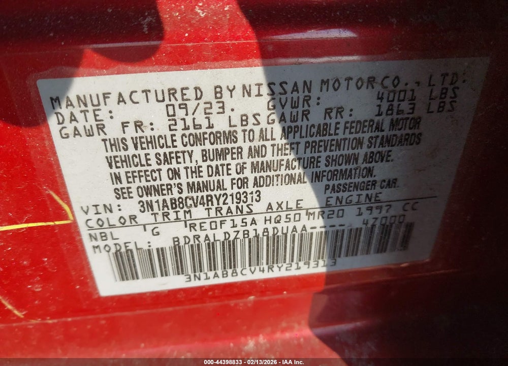 2024 NISSAN SENTRA SV XTRONIC CVT VIN: 3N1AB8CV4RY219313