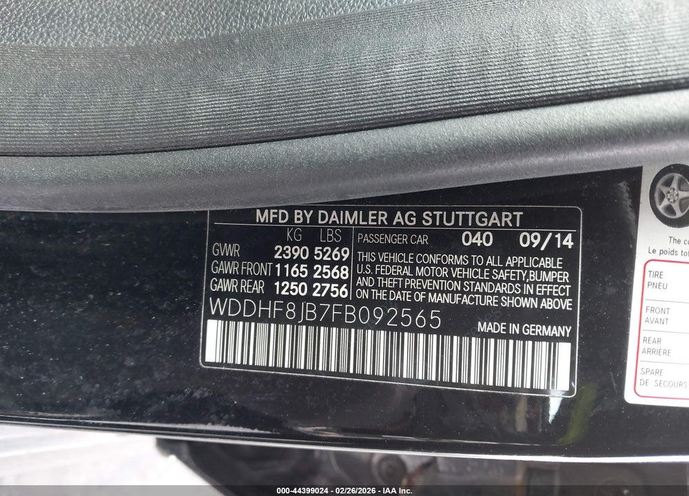 2015 MERCEDES-BENZ E 350 4MATIC VIN: WDDHF8JB7FB092565