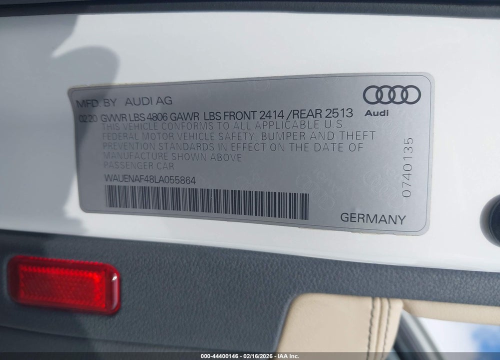 2020 AUDI A4 PREMIUM PLUS 45 TFSI QUATTRO S TRONIC VIN: WAUENAF48LA055864