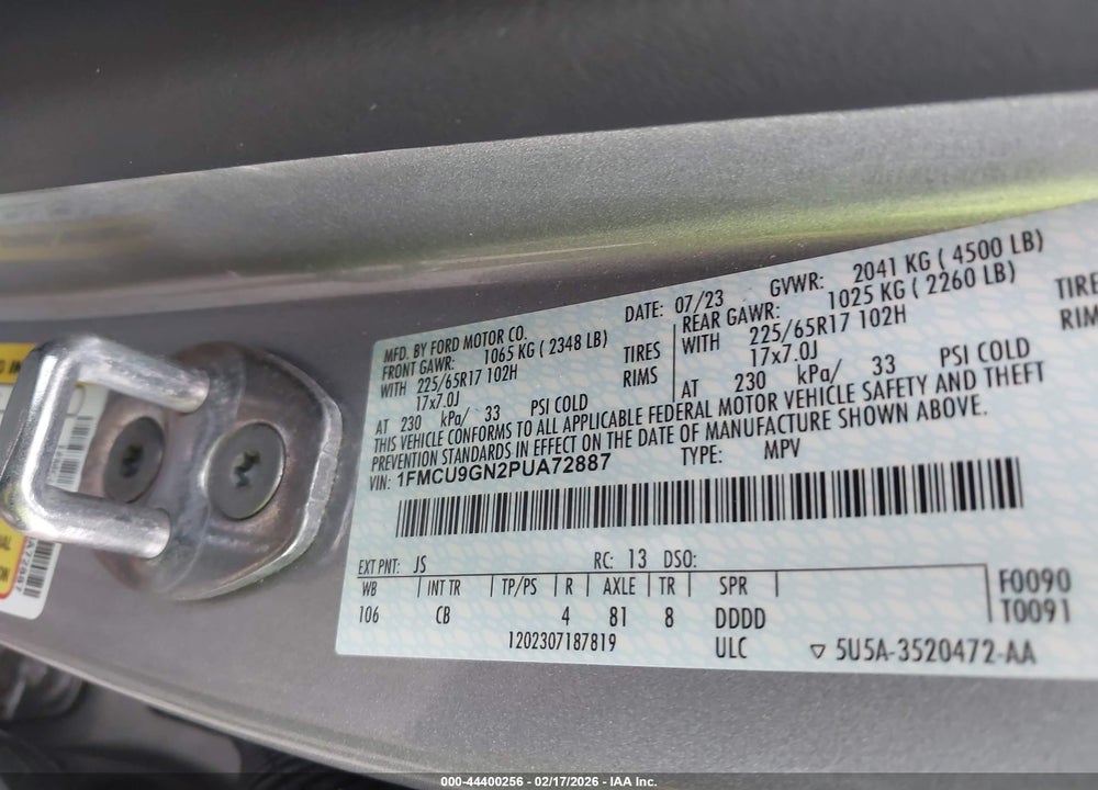 2023 FORD ESCAPE ACTIVE VIN: 1FMCU9GN2PUA72887