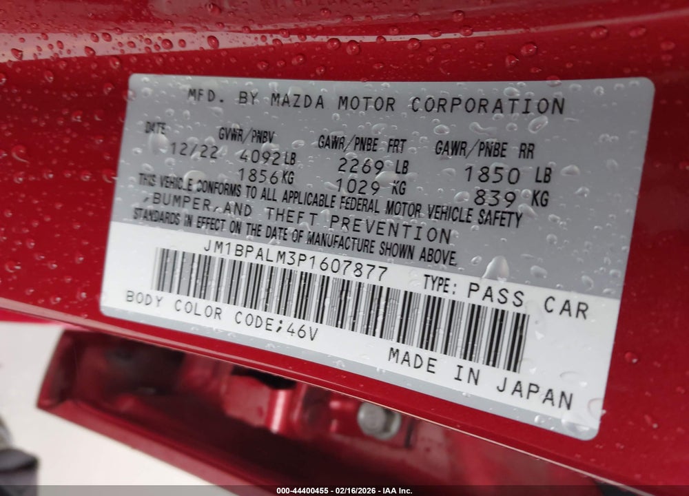 2023 MAZDA 3 2.5 S PREFERRED VIN: JM1BPALM3P1607877