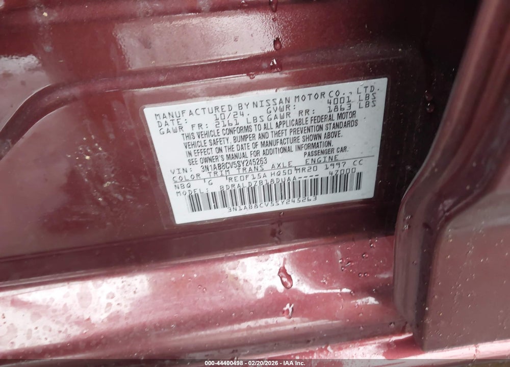 2025 NISSAN SENTRA SV VIN: 3N1AB8CV5SY245263